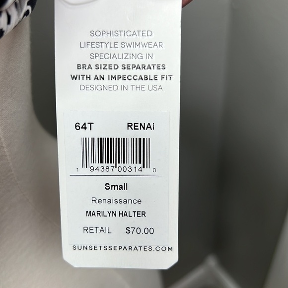 NWT Halter Bikini Top Sunsets California Beach Swim Black White Small - Picture 6 of 7